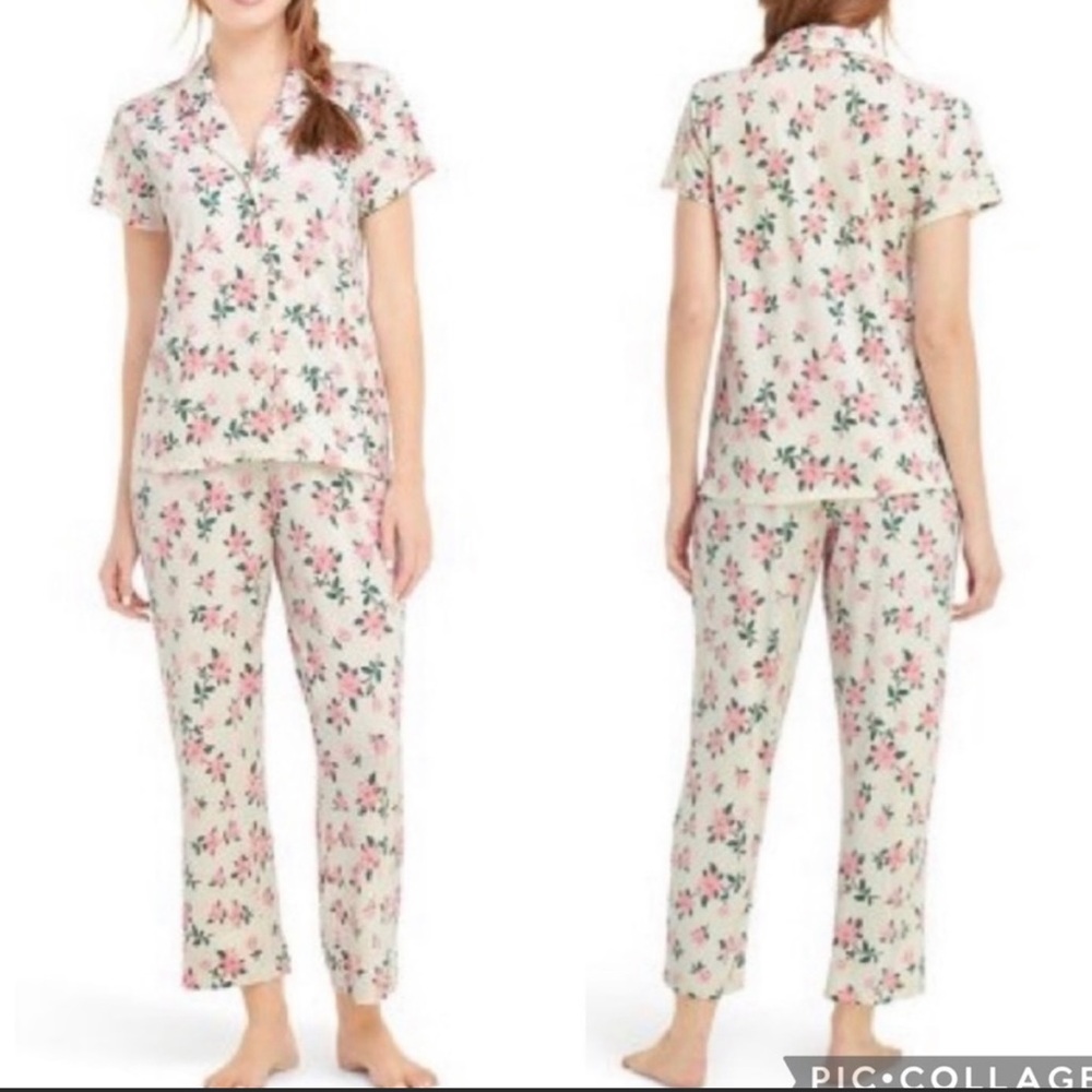 Draper James Cream Floral Pajama Set with Pink and Green Print - Picture 10 of 12